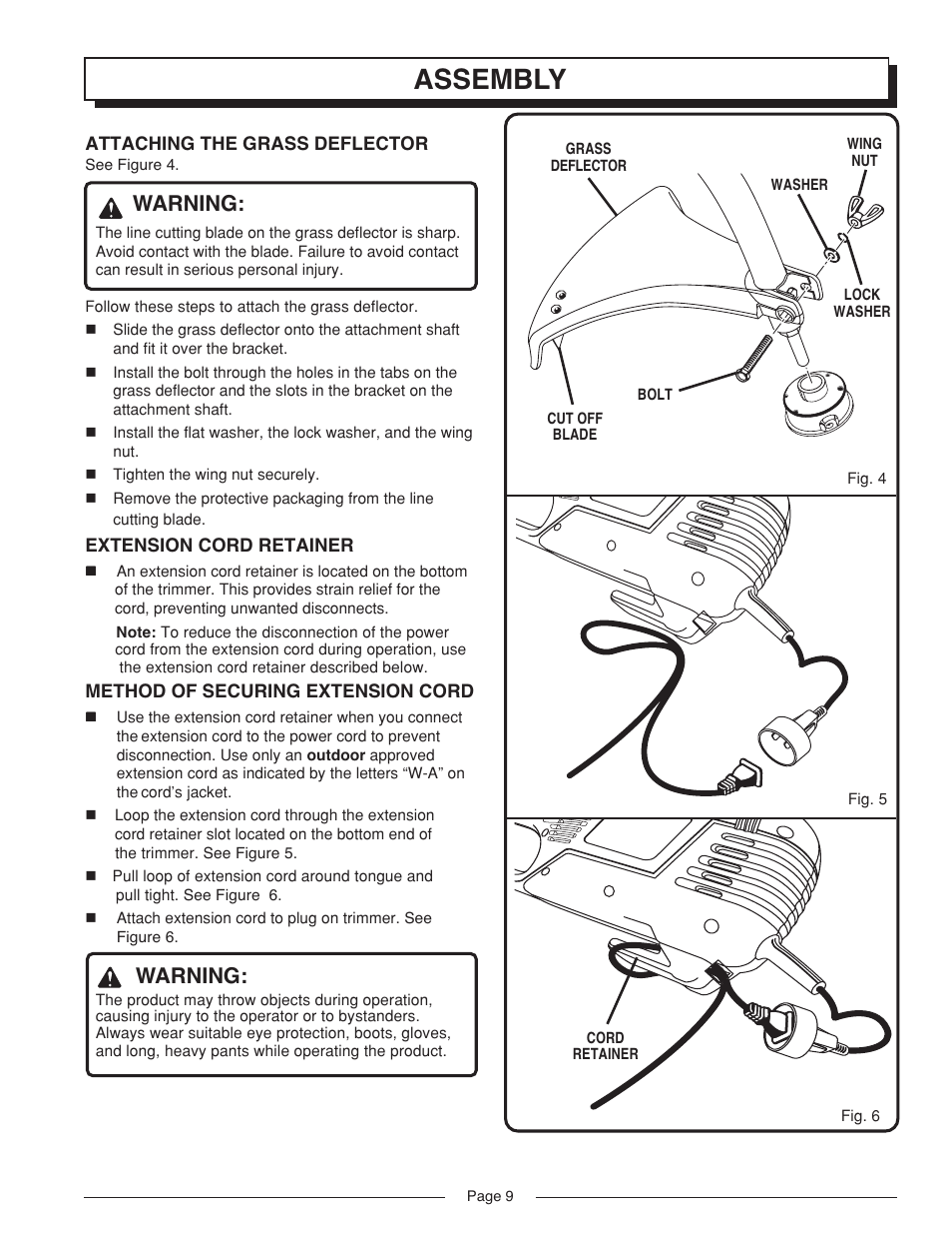 Assembly, Warning | Homelite VERSALITE UT41002A User Manual | Page 9 / 18