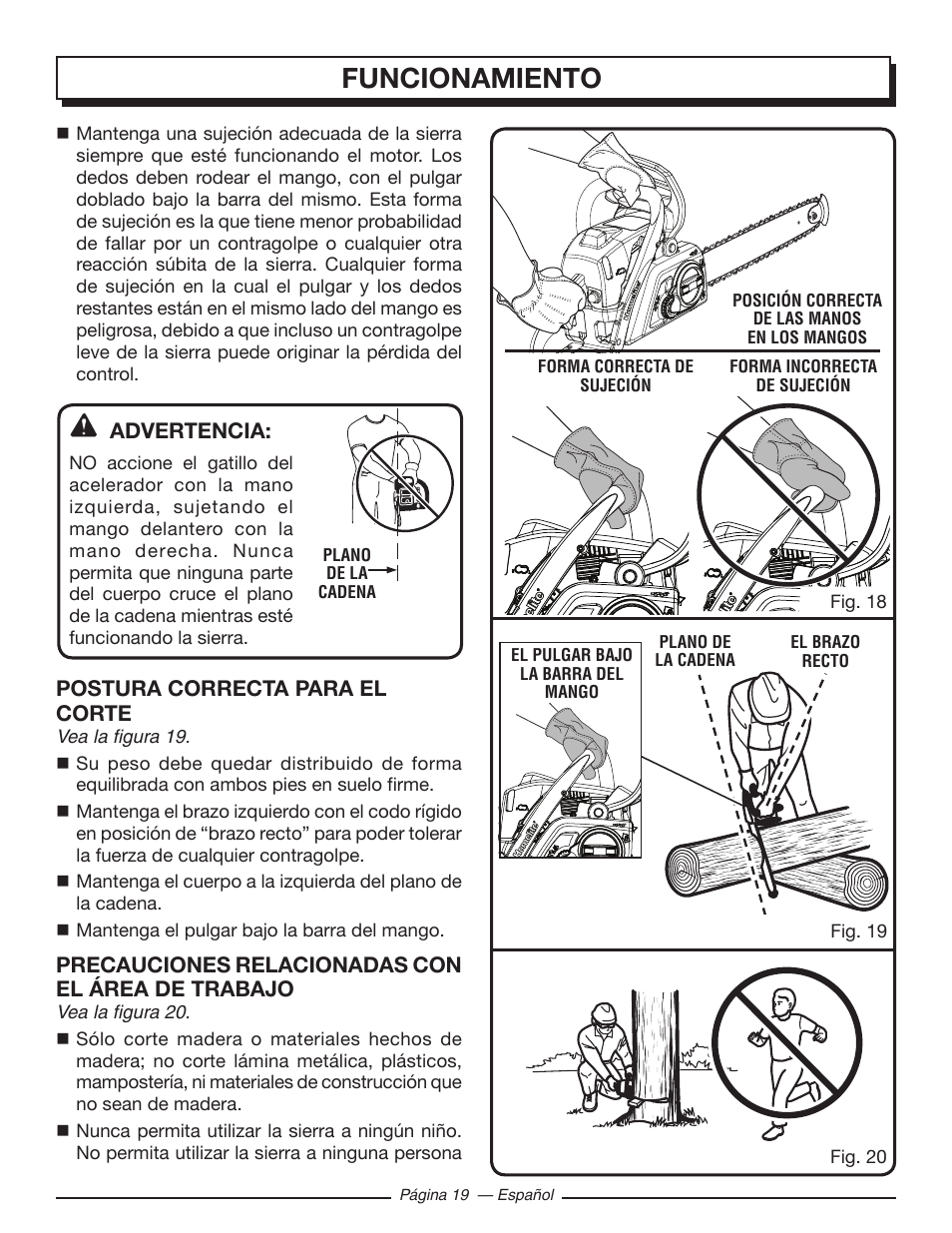 Funcionamiento | Homelite UT10582 User Manual | Page 100 / 124