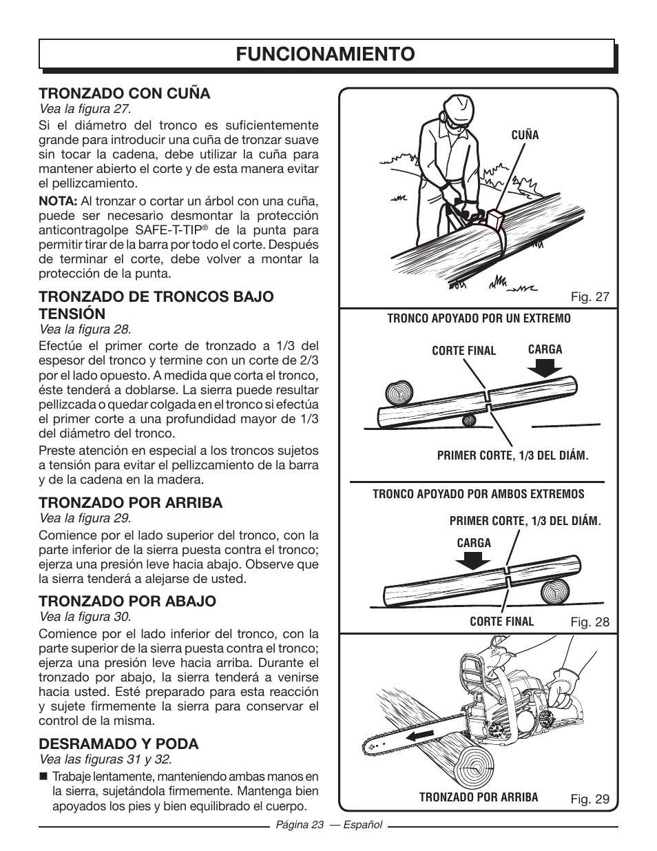 Funcionamiento | Homelite UT10582 User Manual | Page 104 / 124