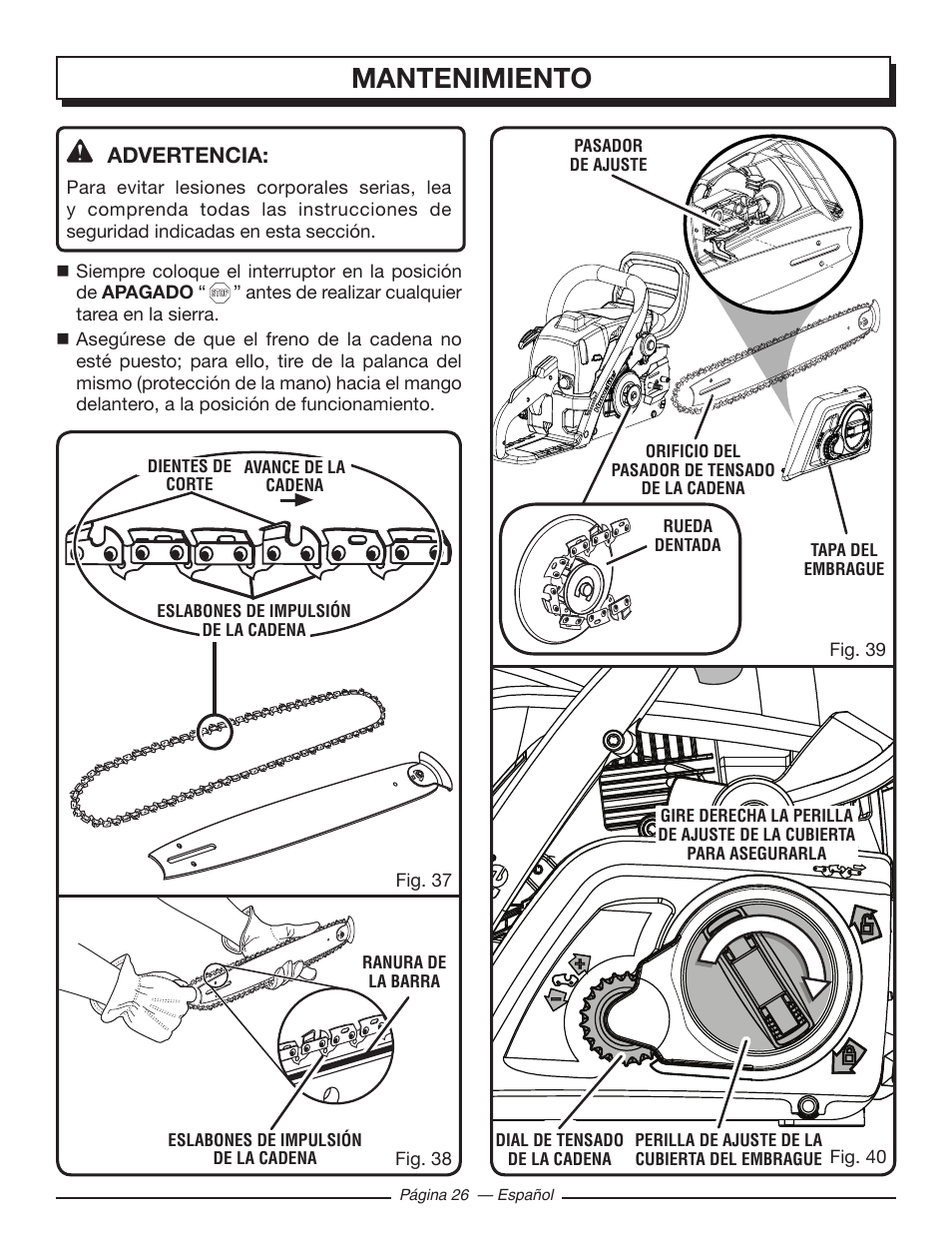 Mantenimiento | Homelite UT10582 User Manual | Page 107 / 124