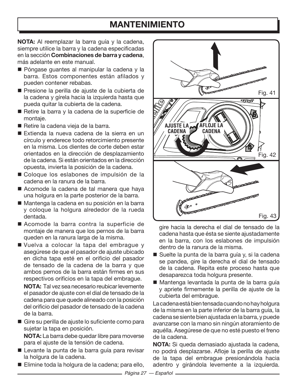 Mantenimiento | Homelite UT10582 User Manual | Page 108 / 124