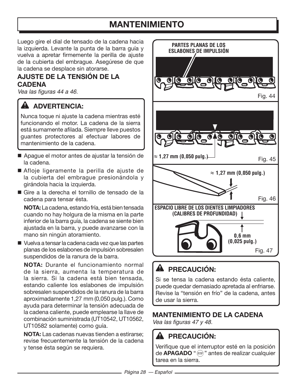 Mantenimiento | Homelite UT10582 User Manual | Page 109 / 124