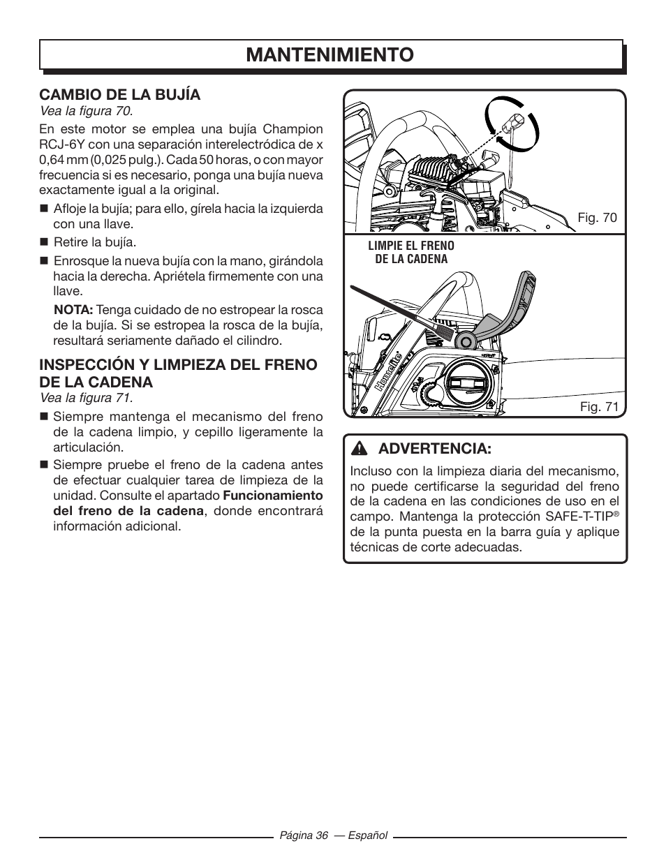 Mantenimiento | Homelite UT10582 User Manual | Page 117 / 124