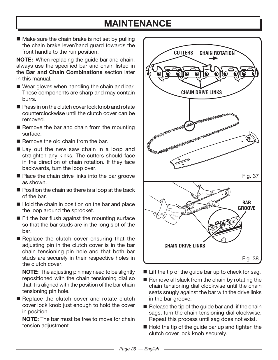 Maintenance | Homelite UT10582 User Manual | Page 26 / 124