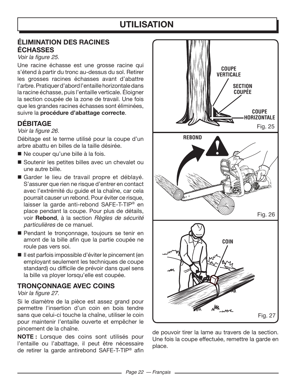 Utilisation | Homelite UT10582 User Manual | Page 63 / 124