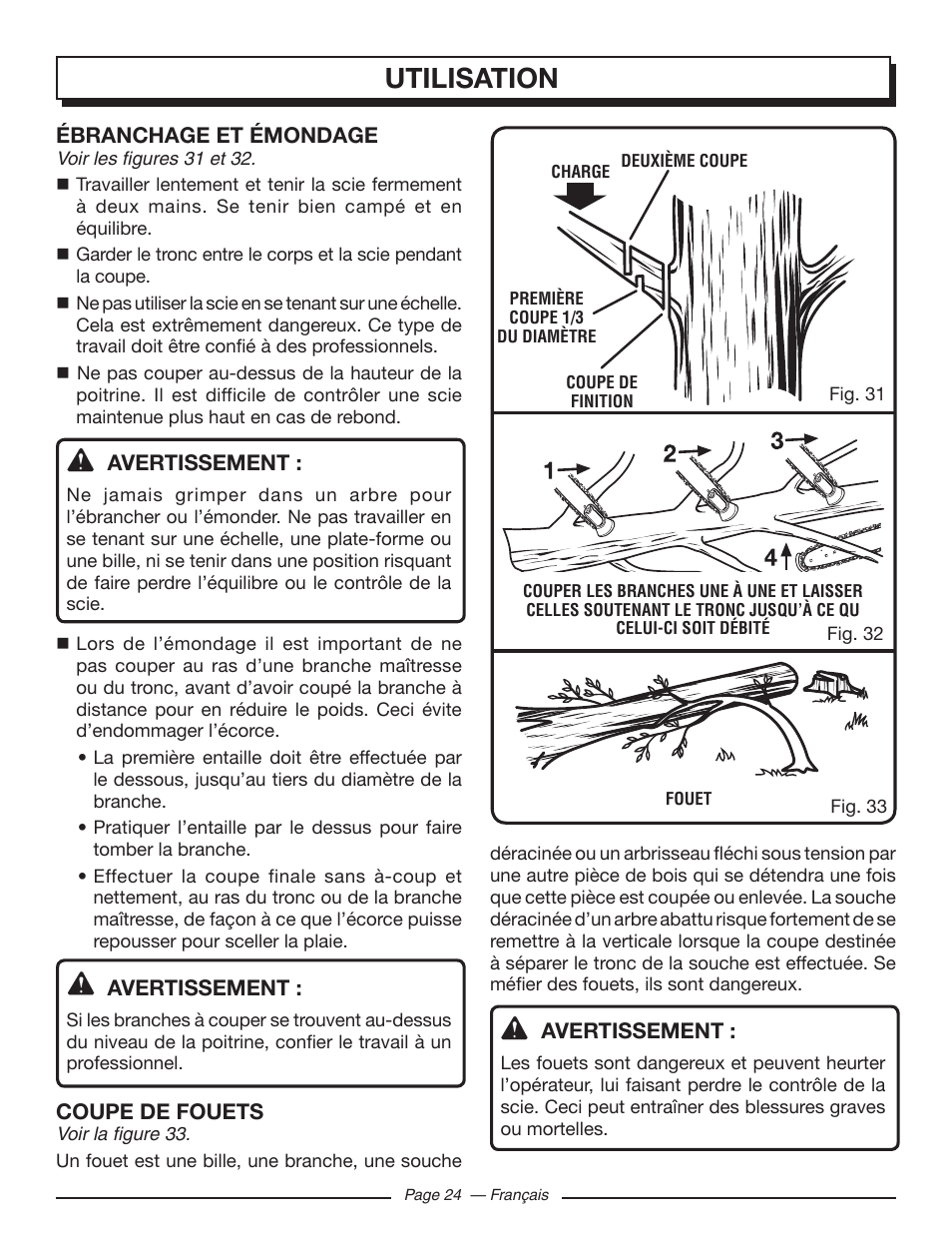 Utilisation | Homelite UT10582 User Manual | Page 65 / 124