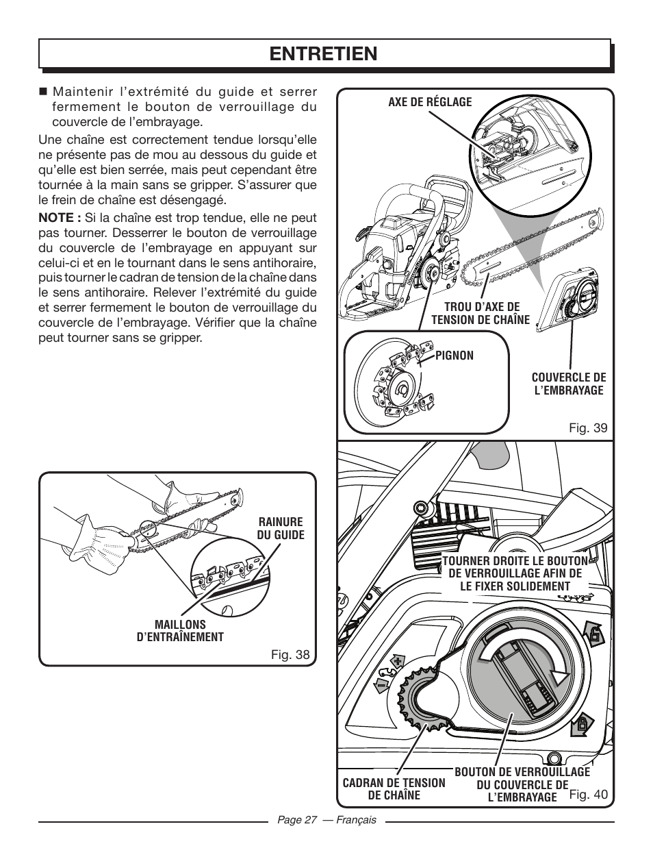 Entretien | Homelite UT10582 User Manual | Page 68 / 124