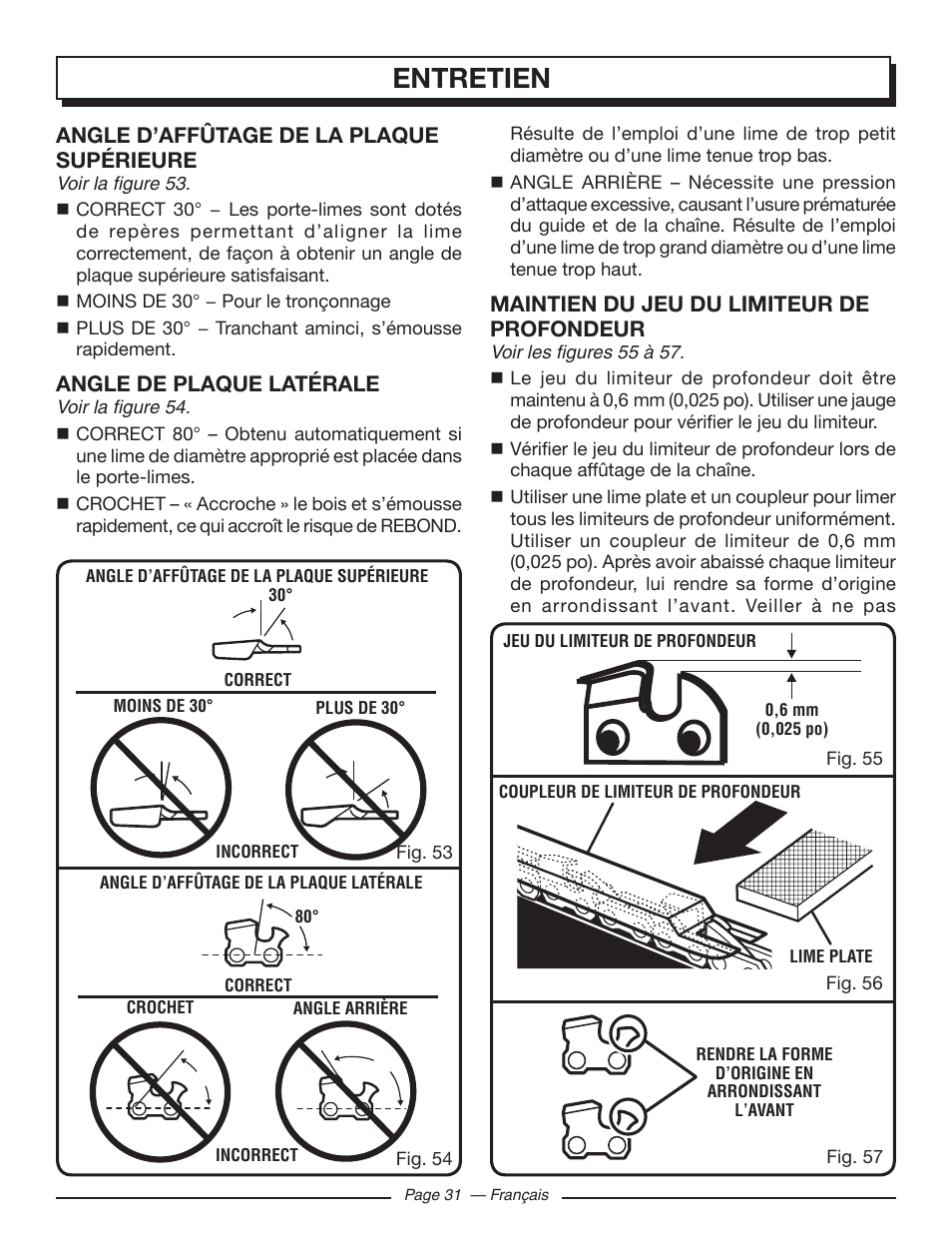 Entretien | Homelite UT10582 User Manual | Page 72 / 124