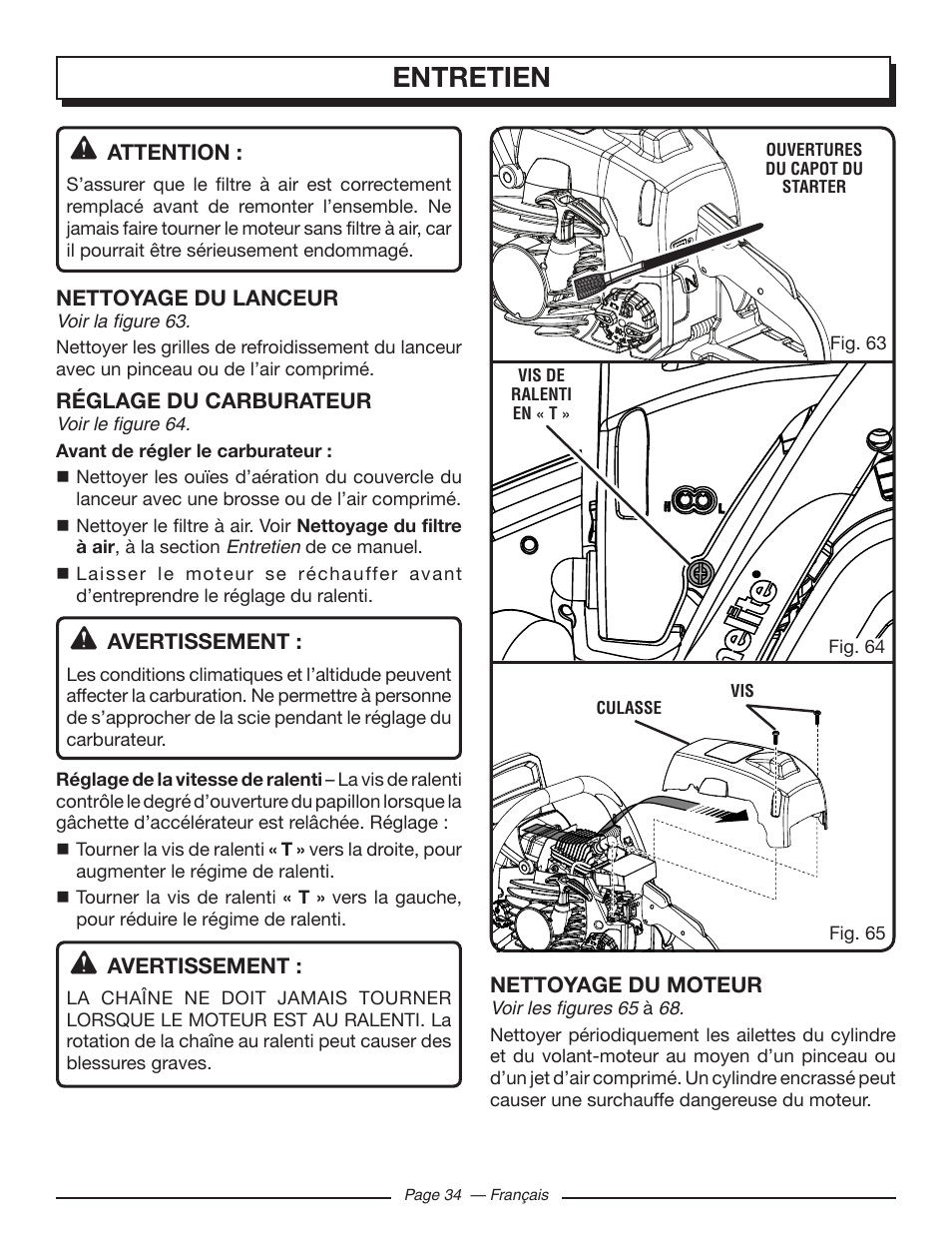 Entretien | Homelite UT10582 User Manual | Page 75 / 124