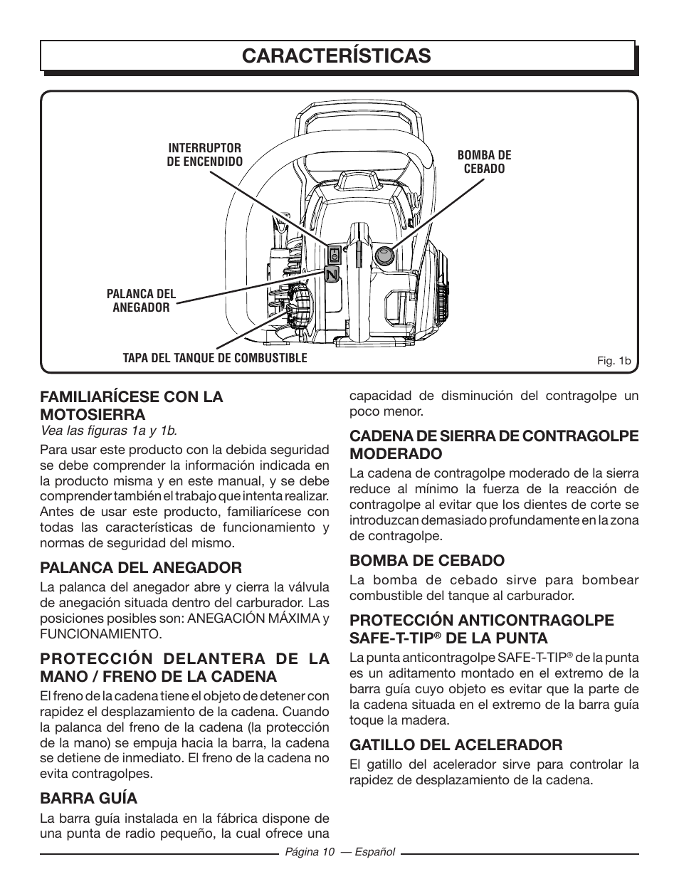 Características | Homelite UT10582 User Manual | Page 91 / 124