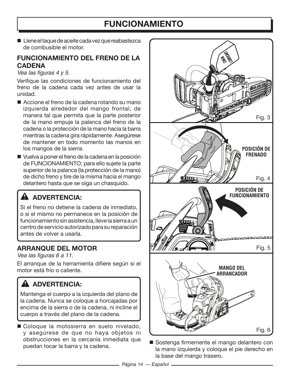 Funcionamiento | Homelite UT10582 User Manual | Page 95 / 124