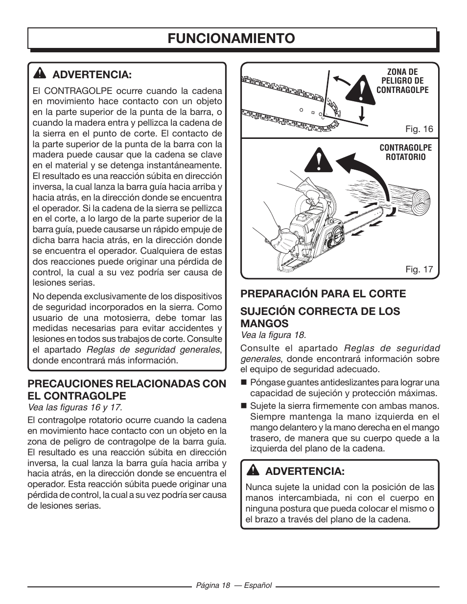 Funcionamiento | Homelite UT10582 User Manual | Page 99 / 124