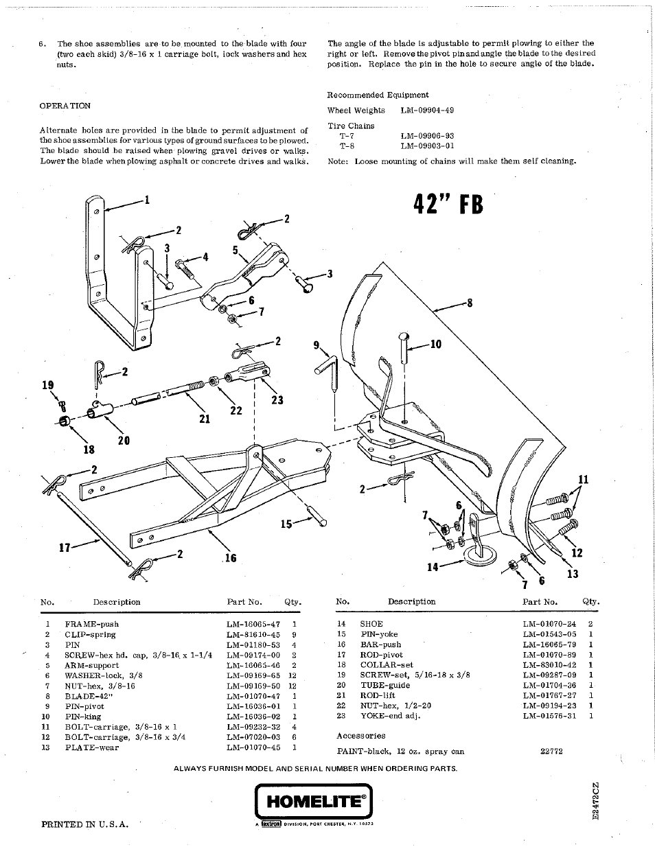 42” fb, Homelite | Homelite LM-990932 User Manual | Page 2 / 2