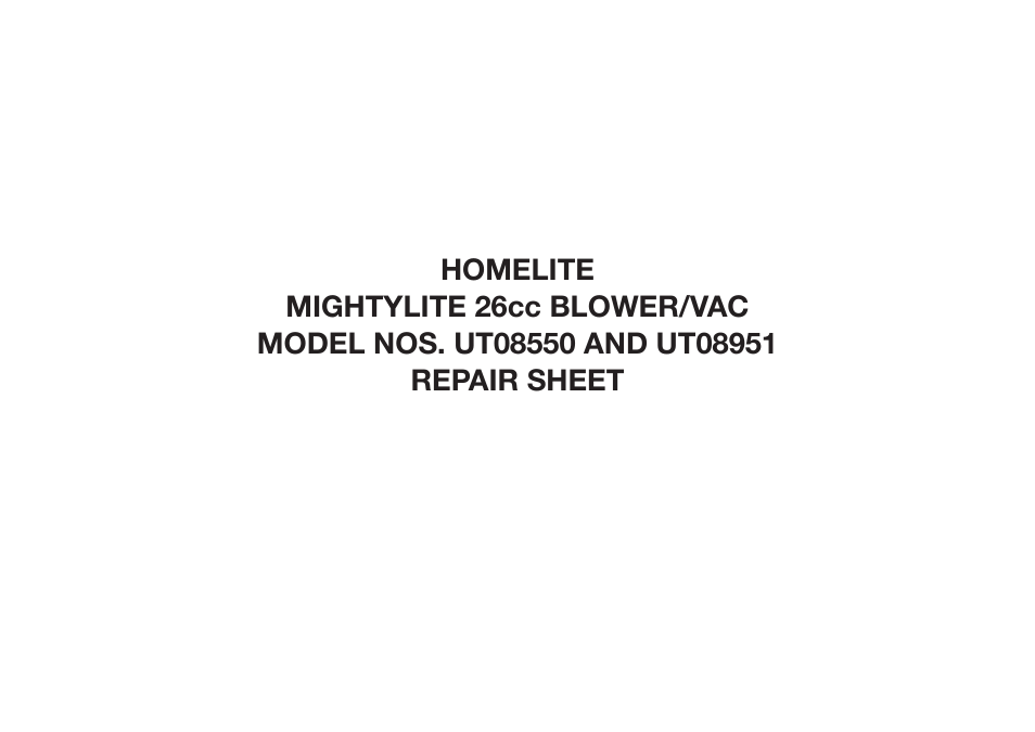 Homelite MightyLite UT08550 User Manual | 5 pages