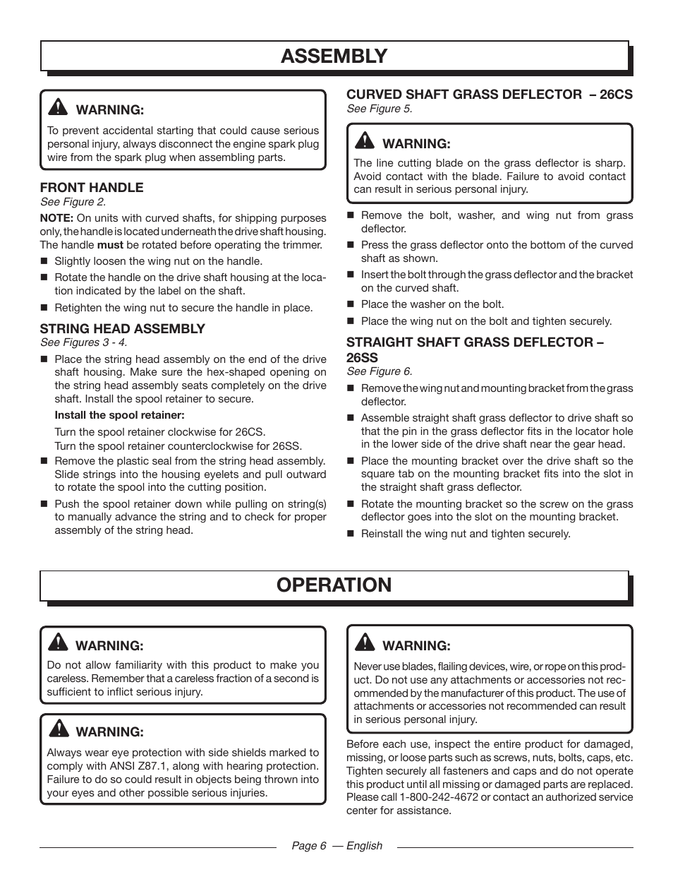 Assembly, Operation | Homelite UT21006 User Manual | Page 10 / 44