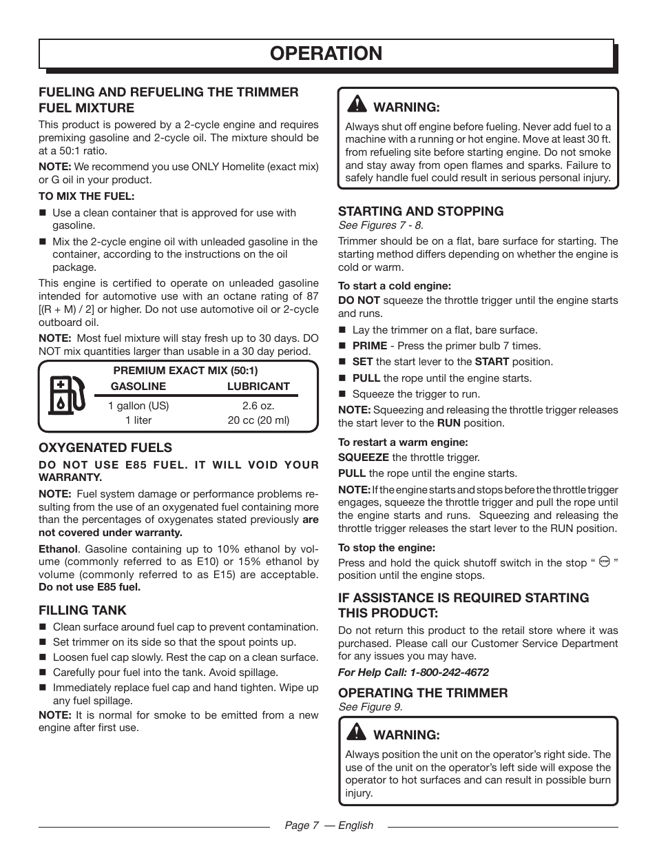 Operation | Homelite UT21006 User Manual | Page 11 / 44
