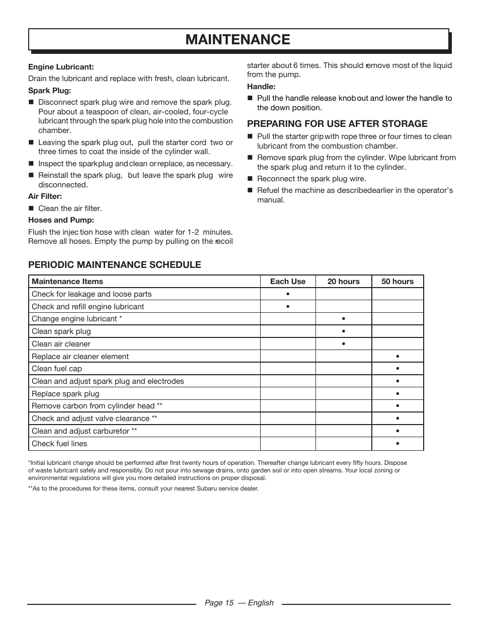 Maintenance | Homelite UT80709 User Manual | Page 21 / 66