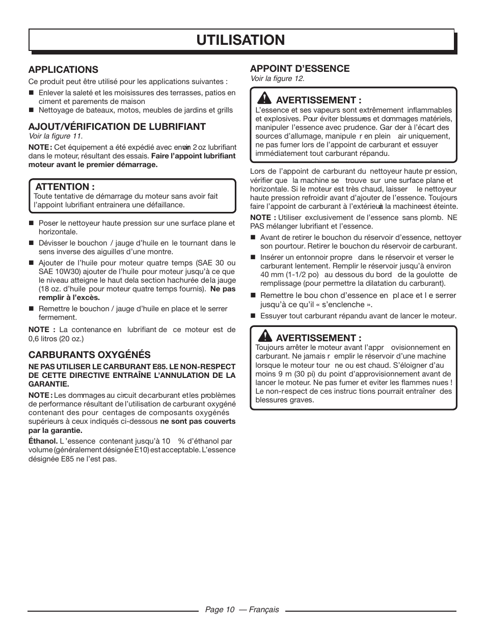 Utilisation | Homelite UT80709 User Manual | Page 35 / 66