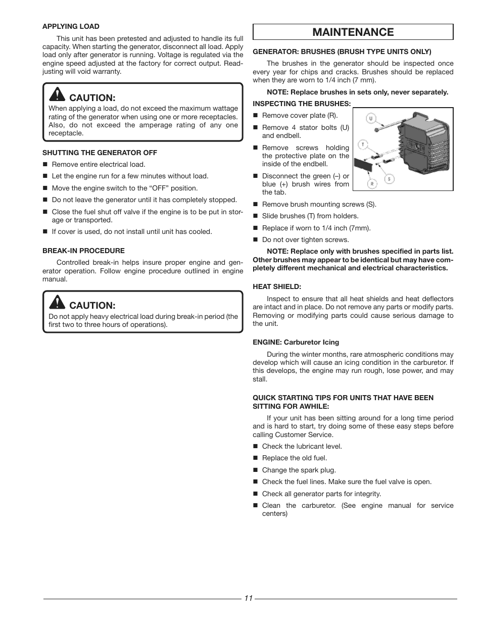 Maintenance, Caution | Homelite HG3510 User Manual | Page 11 / 44