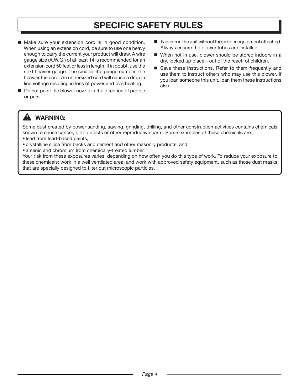 Specific safety rules | Homelite UT42799 User Manual | Page 4 / 14