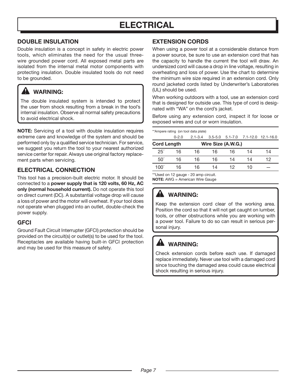 Electrical | Homelite UT42799 User Manual | Page 7 / 14