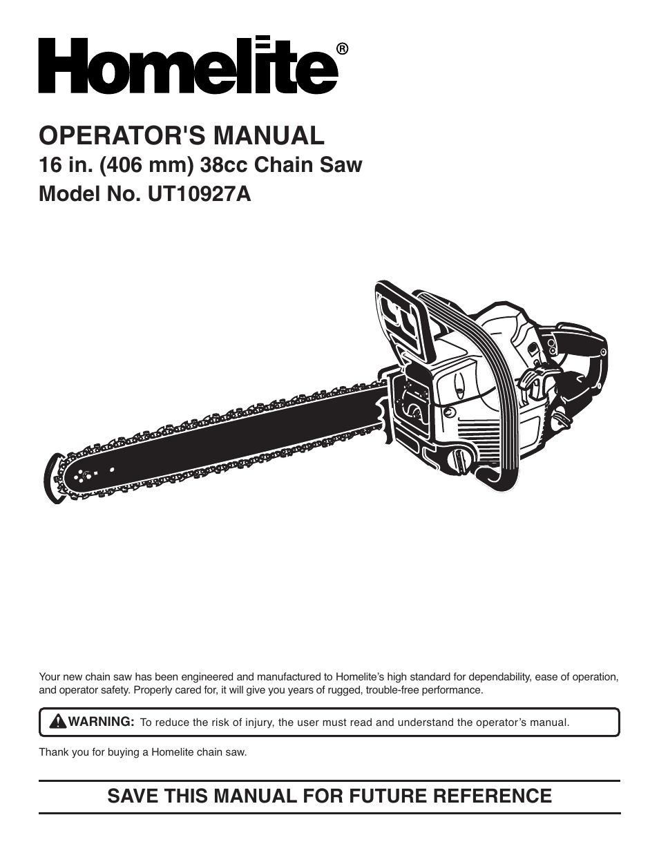 Homelite UT10927A User Manual | 36 pages