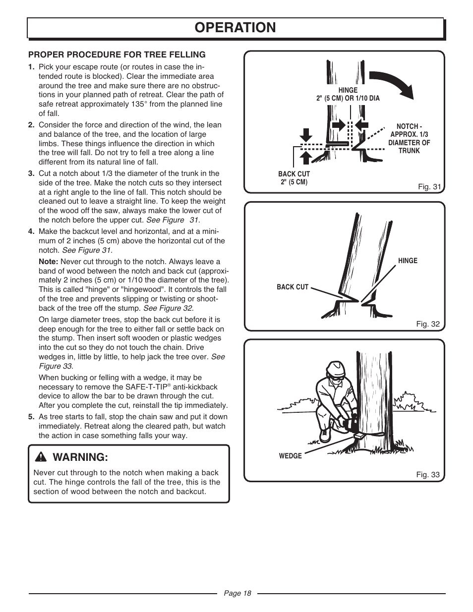 Operation, Warning | Homelite UT10927A User Manual | Page 18 / 36