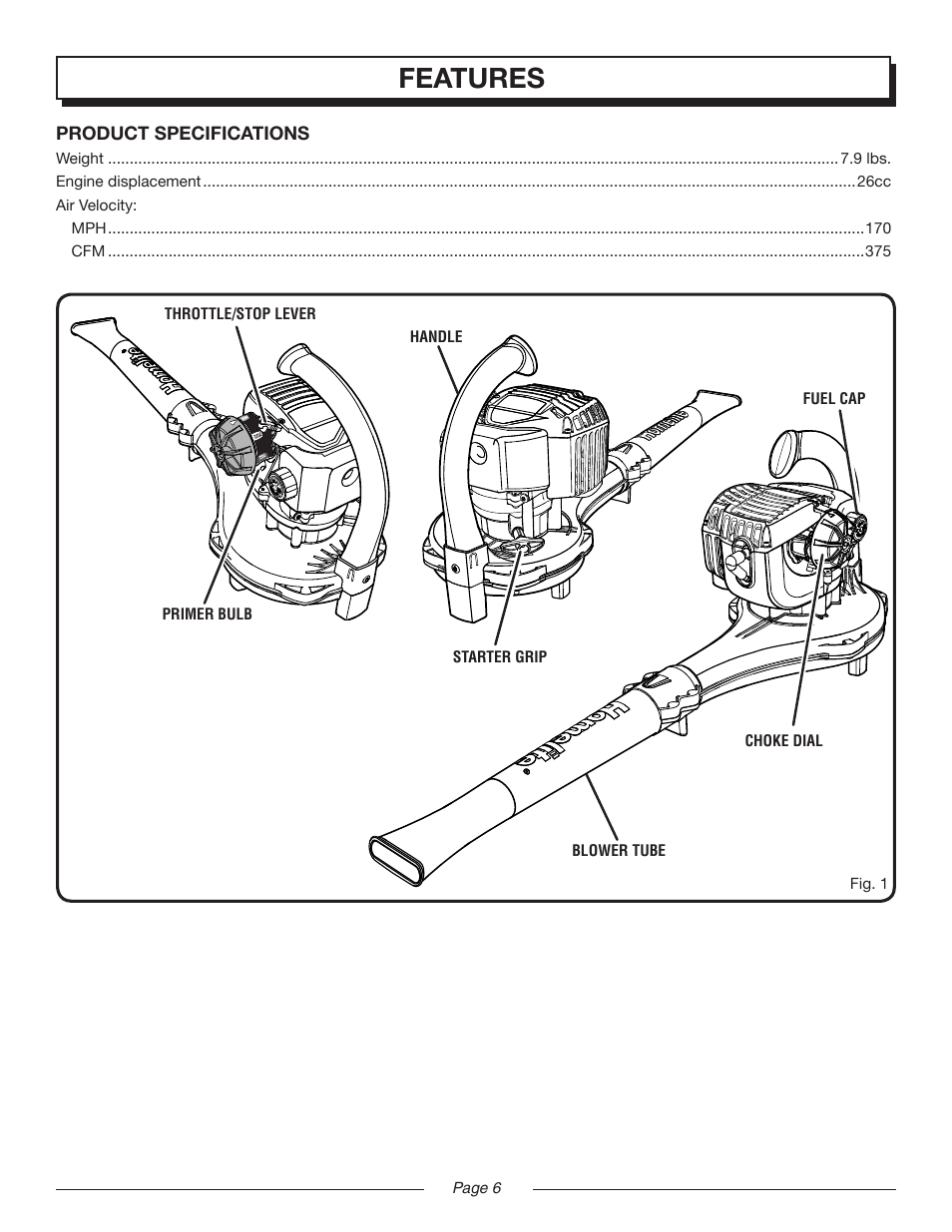 Features | Homelite MIGHTYLITE UT08520 User Manual | Page 6 / 18