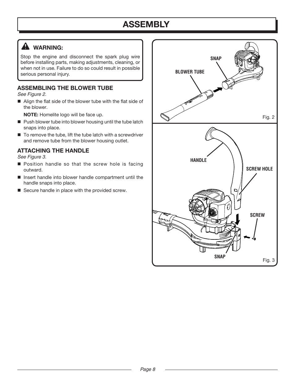 Assembly | Homelite MIGHTYLITE UT08520 User Manual | Page 8 / 18