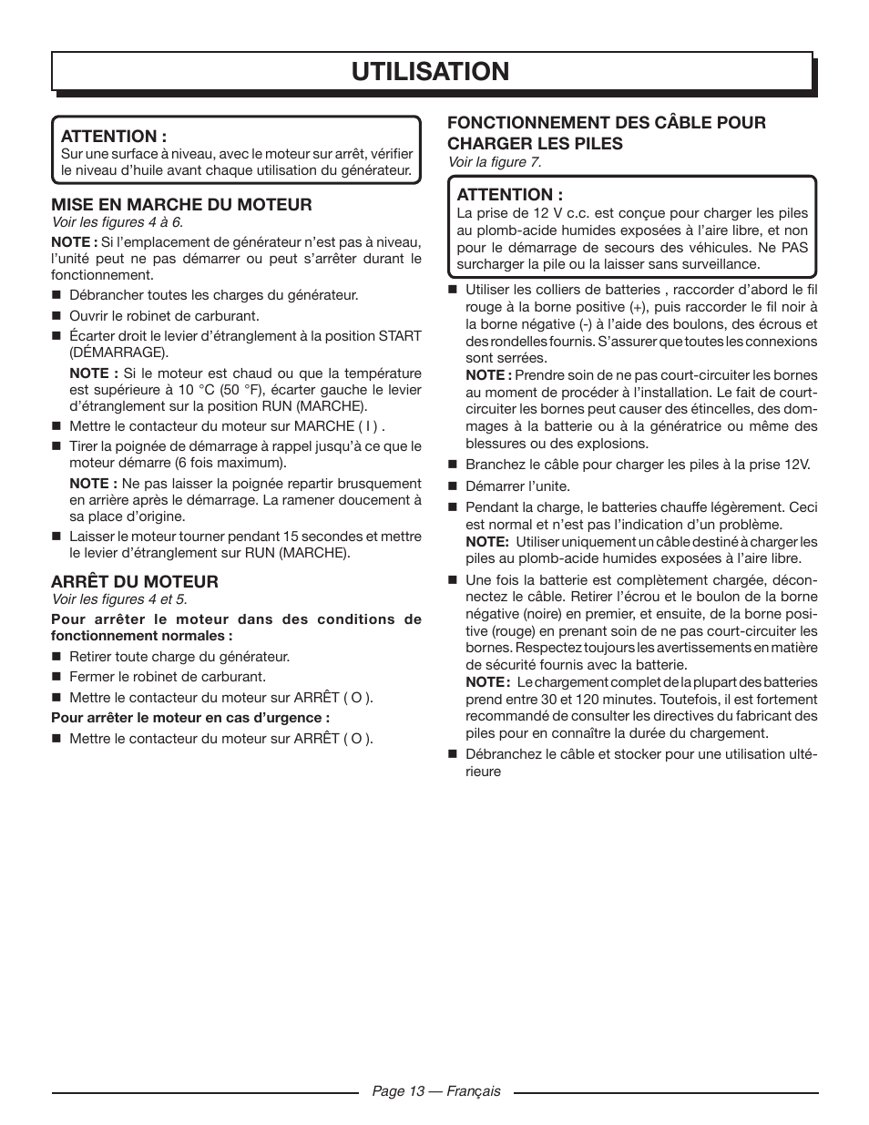 Utilisation | Homelite HGCA1400 User Manual | Page 33 / 58