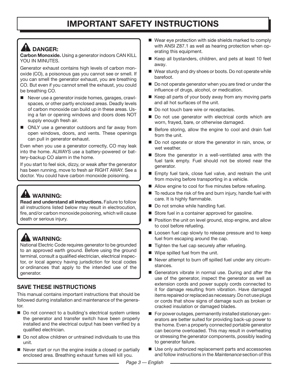 Important safety instructions | Homelite HGCA1400 User Manual | Page 5 / 58