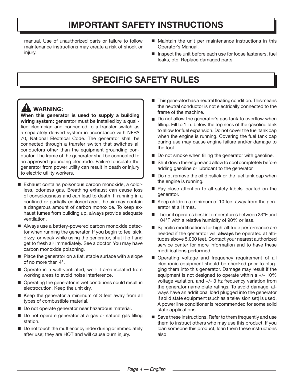 Homelite HGCA1400 User Manual | Page 6 / 58