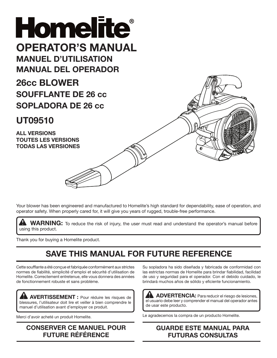 Homelite UT09510 User Manual | 42 pages