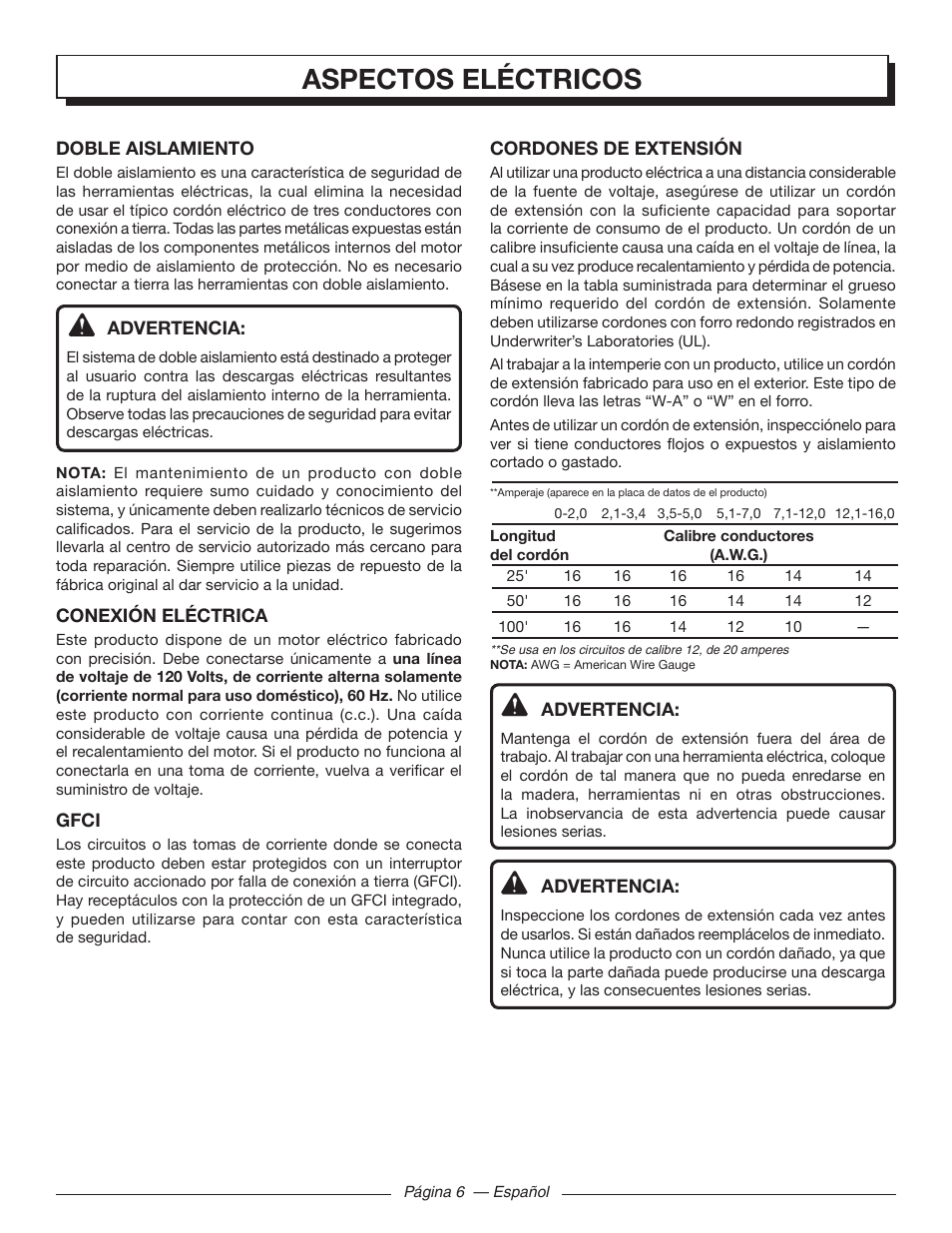 Aspectos eléctricos | Homelite UT41121 User Manual | Page 28 / 36