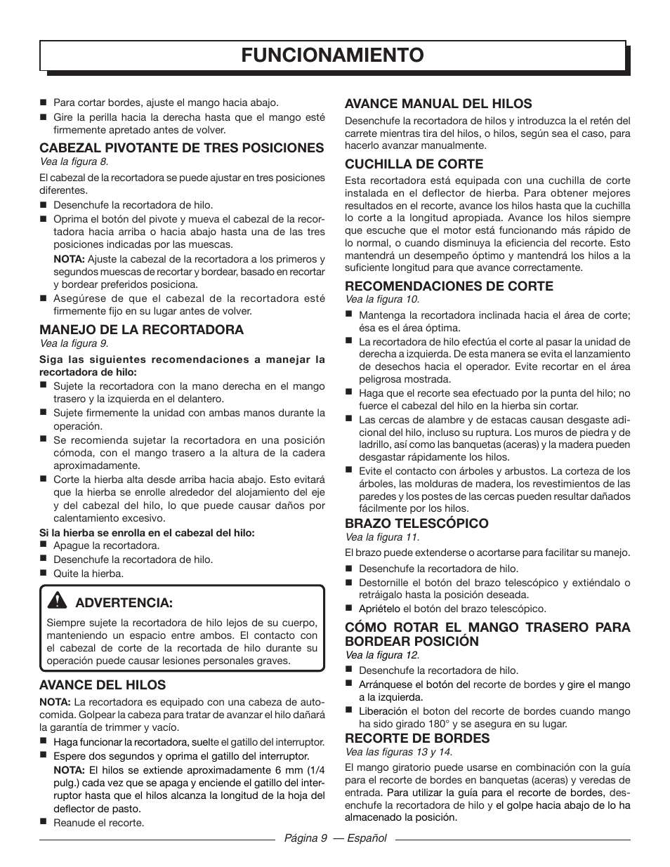 Funcionamiento | Homelite UT41121 User Manual | Page 31 / 36