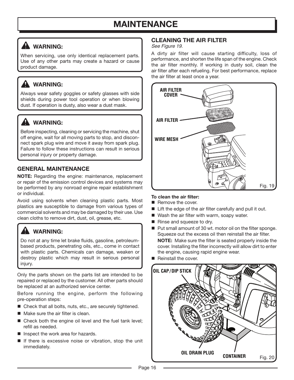 Maintenance | Homelite HP3127S User Manual | Page 16 / 26