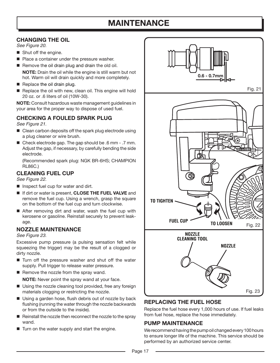 Maintenance | Homelite HP3127S User Manual | Page 17 / 26