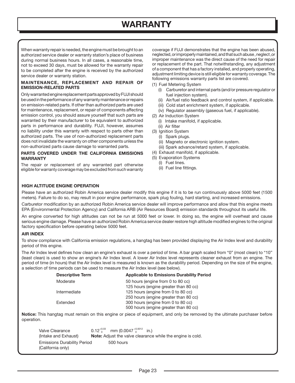 Warranty | Homelite HP3127S User Manual | Page 23 / 26