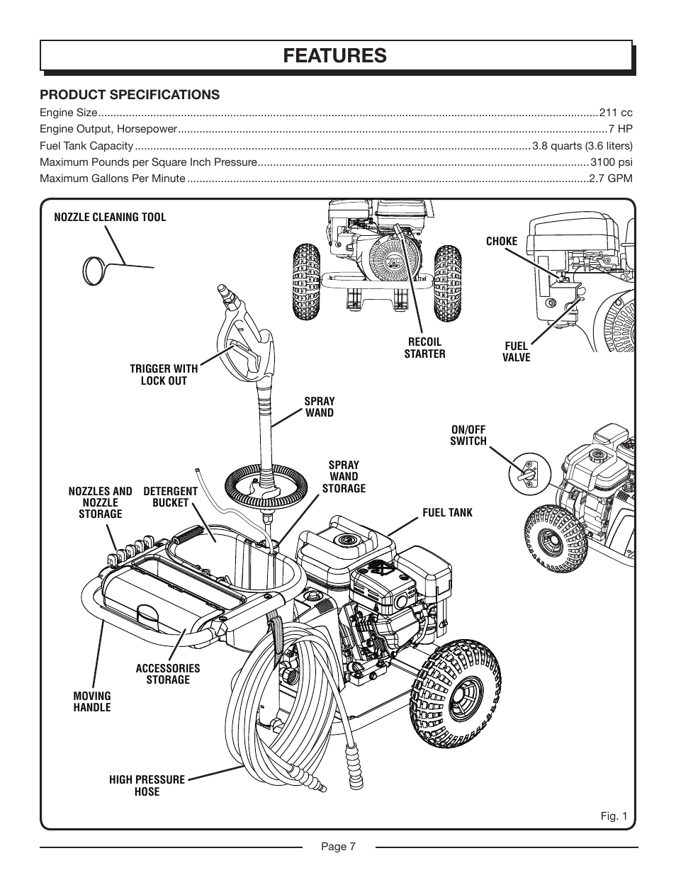 Features | Homelite HP3127S User Manual | Page 7 / 26