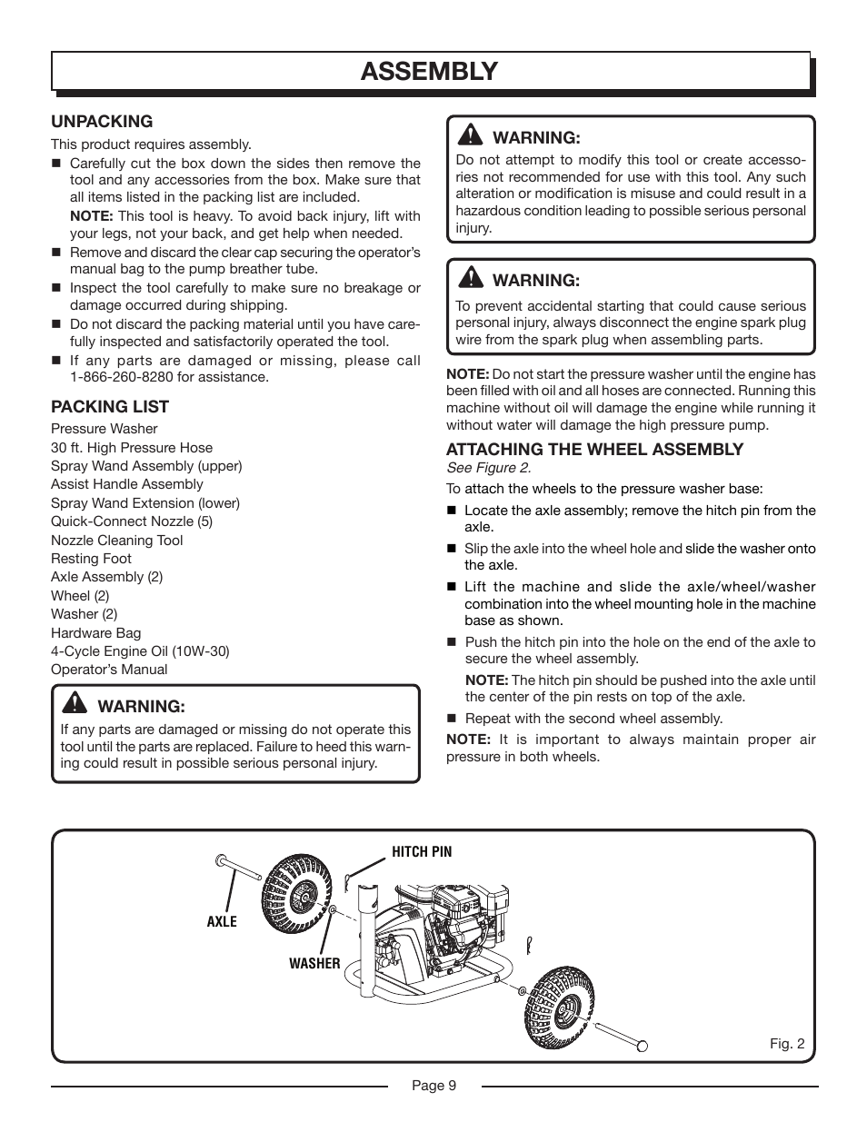 Assembly | Homelite HP3127S User Manual | Page 9 / 26