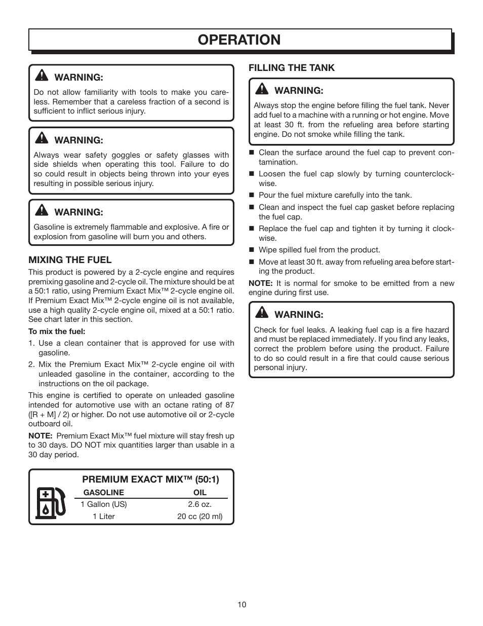 Operation | Homelite BACKPACKER II UT08572 User Manual | Page 10 / 18