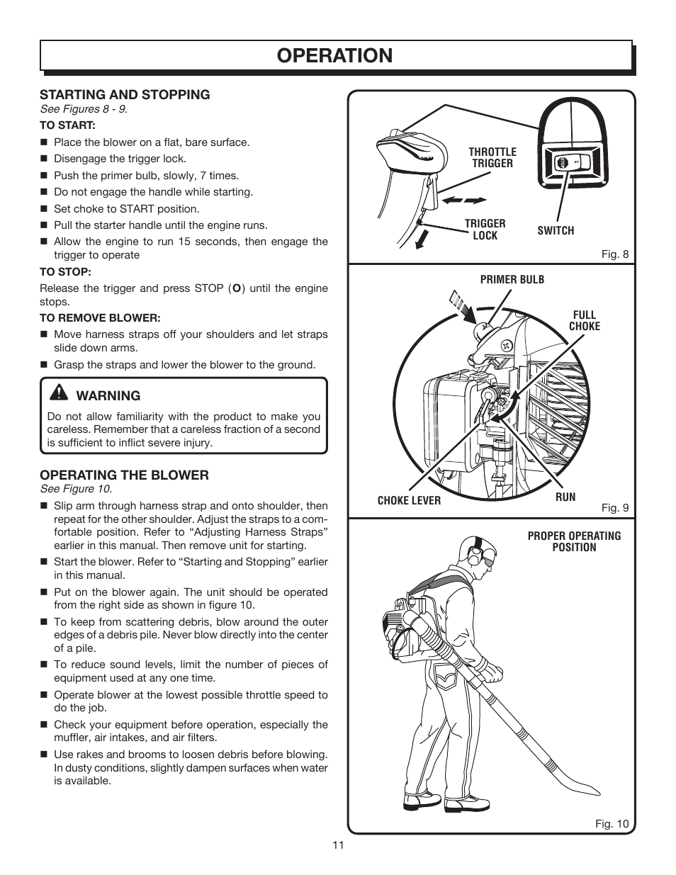 Operation | Homelite BACKPACKER II UT08572 User Manual | Page 11 / 18