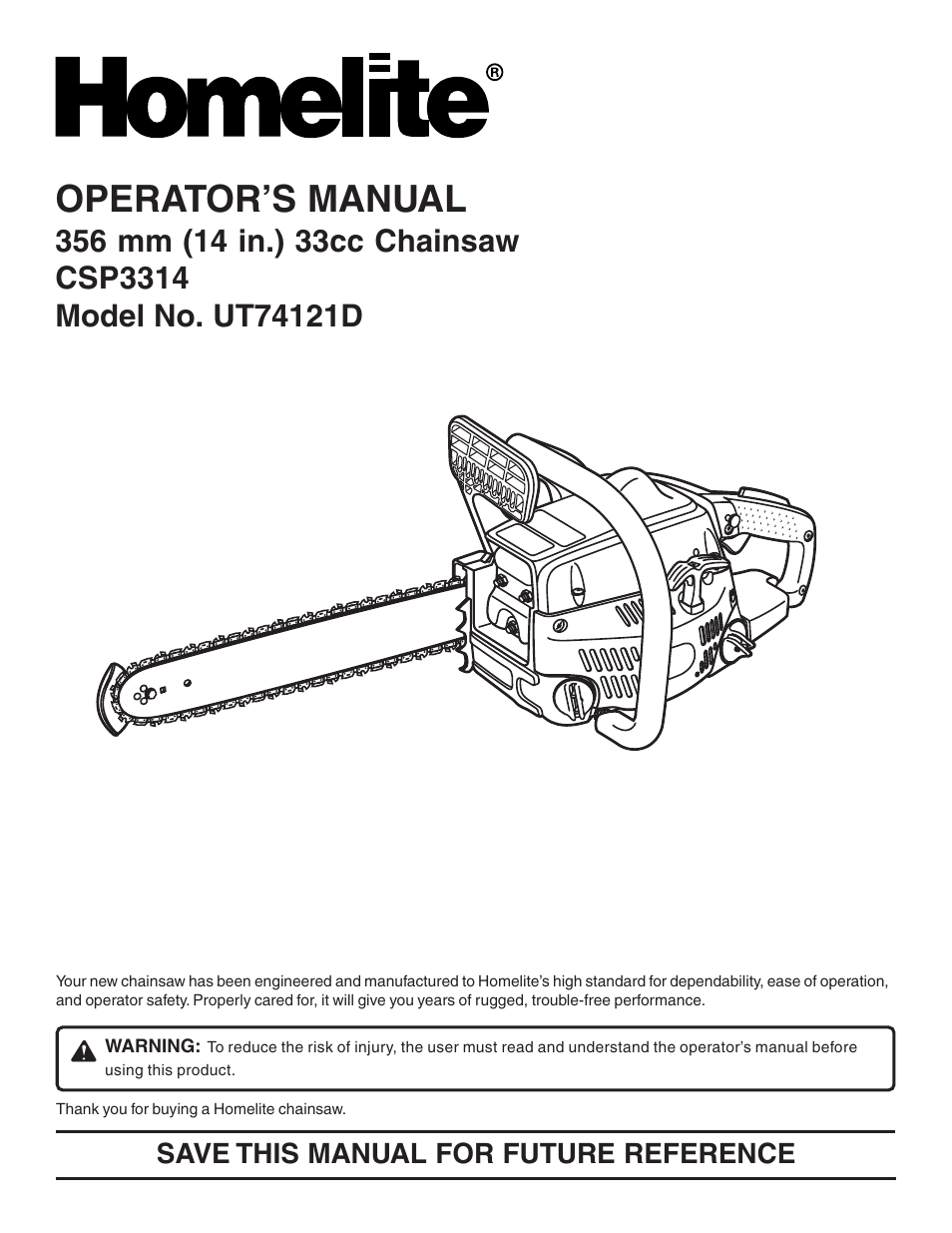 Homelite UT74121D User Manual | 20 pages