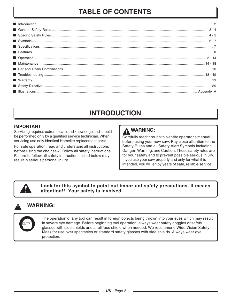 Homelite UT74121D User Manual | Page 2 / 20