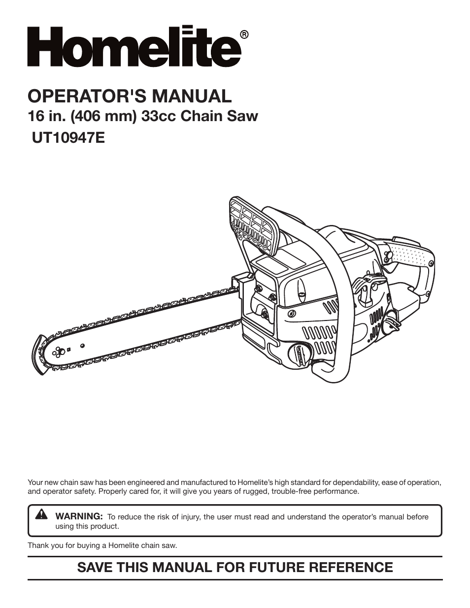 Homelite UT10947E User Manual | 36 pages