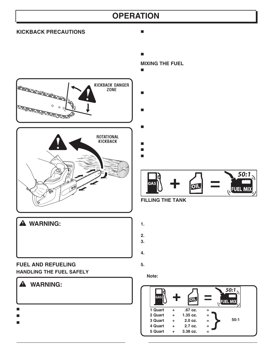 Operation, Warning | Homelite UT10947E User Manual | Page 10 / 36
