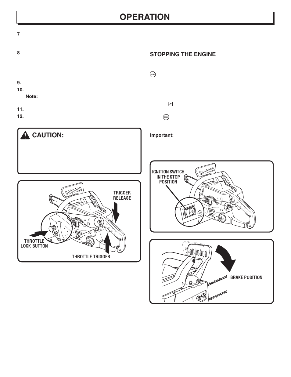 Operation, Caution | Homelite UT10947E User Manual | Page 13 / 36