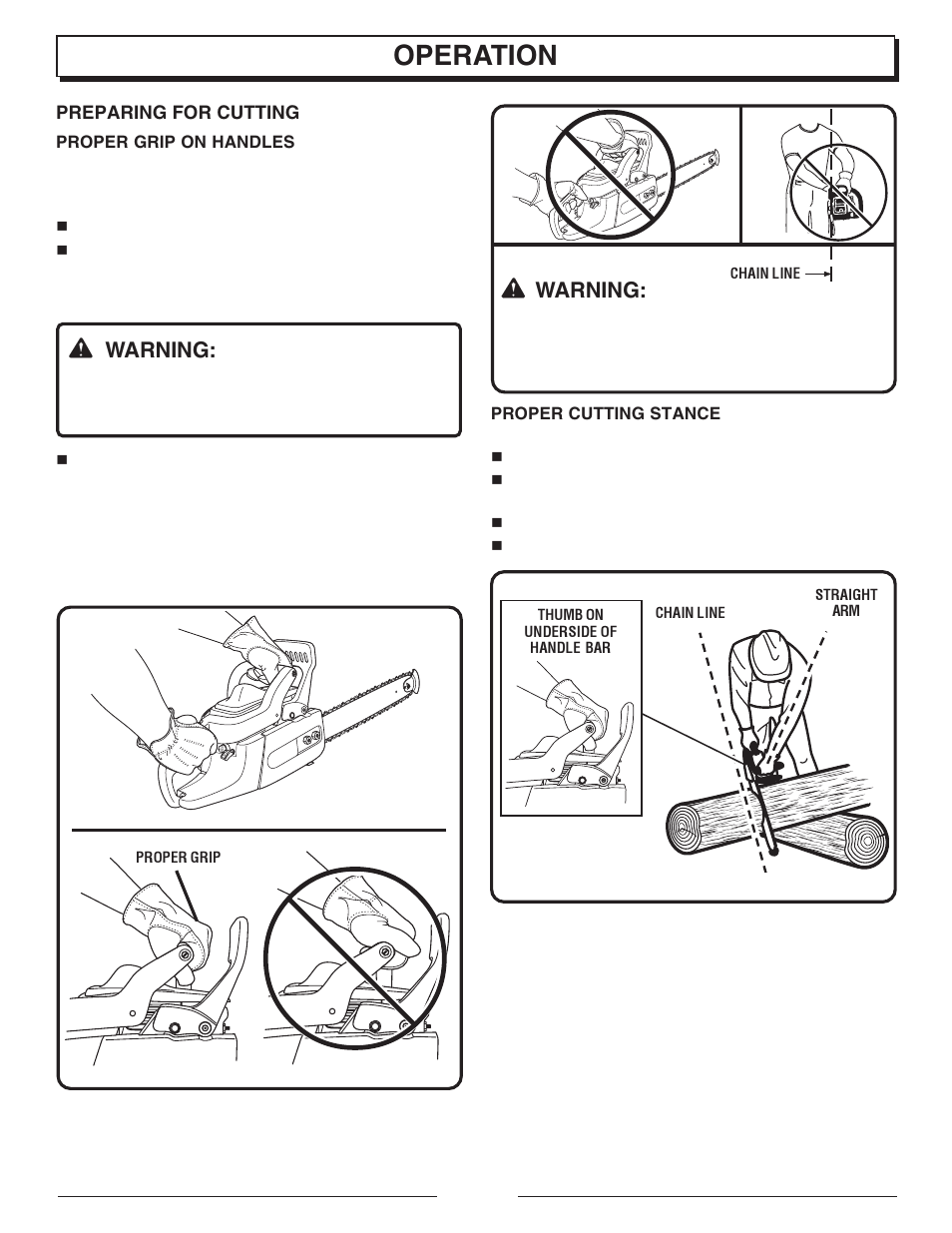 Operation, Warning | Homelite UT10947E User Manual | Page 14 / 36