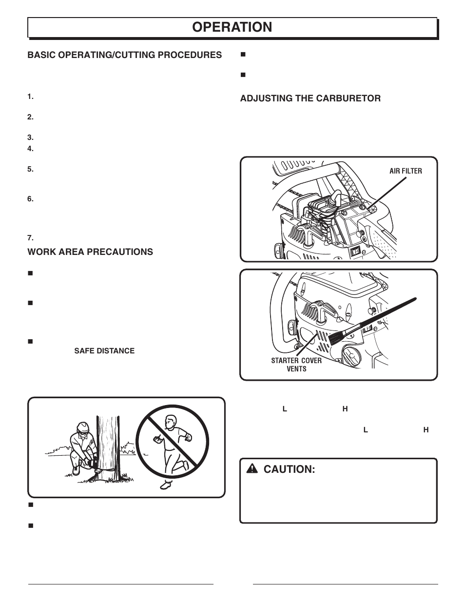 Operation, Caution | Homelite UT10947E User Manual | Page 15 / 36