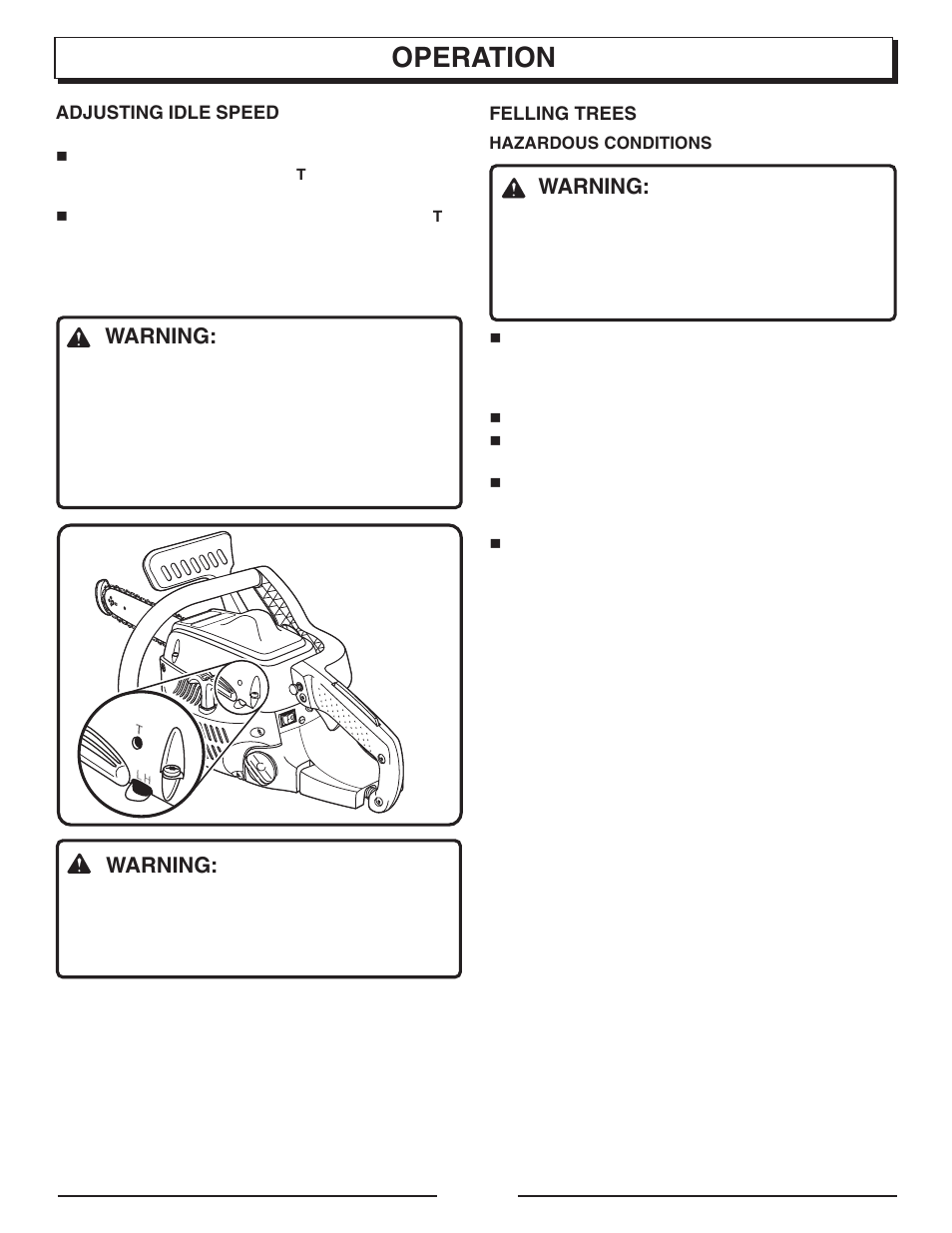 Operation, Warning | Homelite UT10947E User Manual | Page 16 / 36